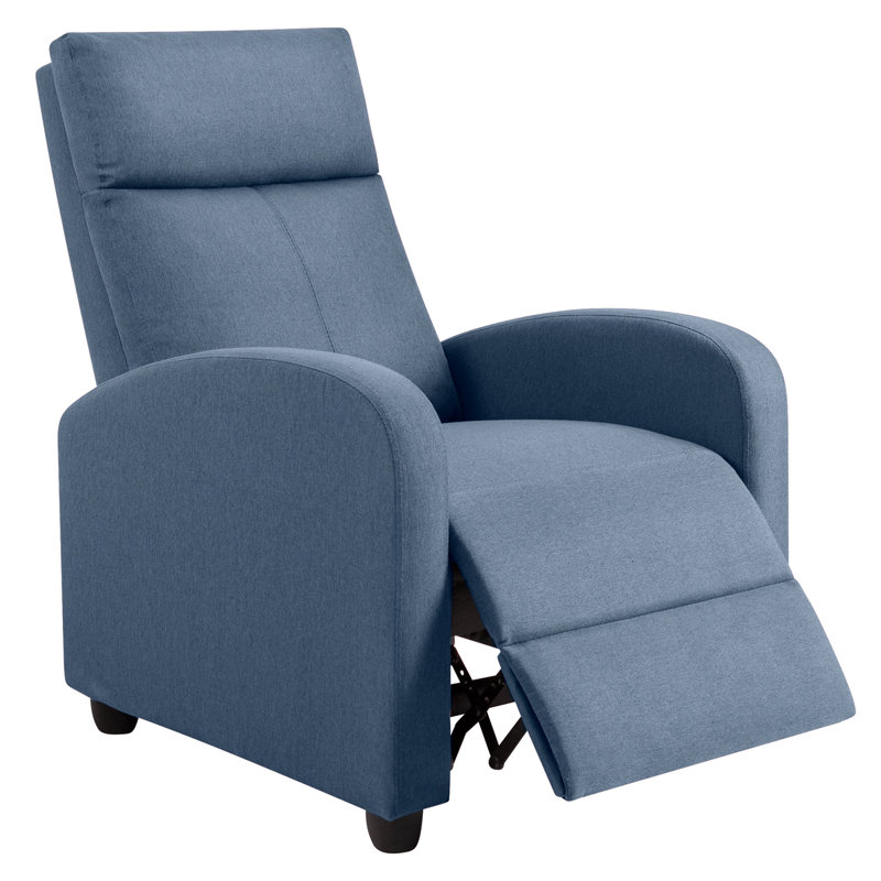 Upholstered Massage Chair Blue Linen Blend